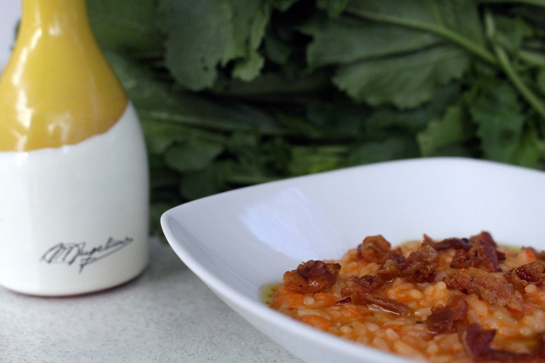 Ricetta Risotto alla Zucca e Speck Croccante - Olio Angelino